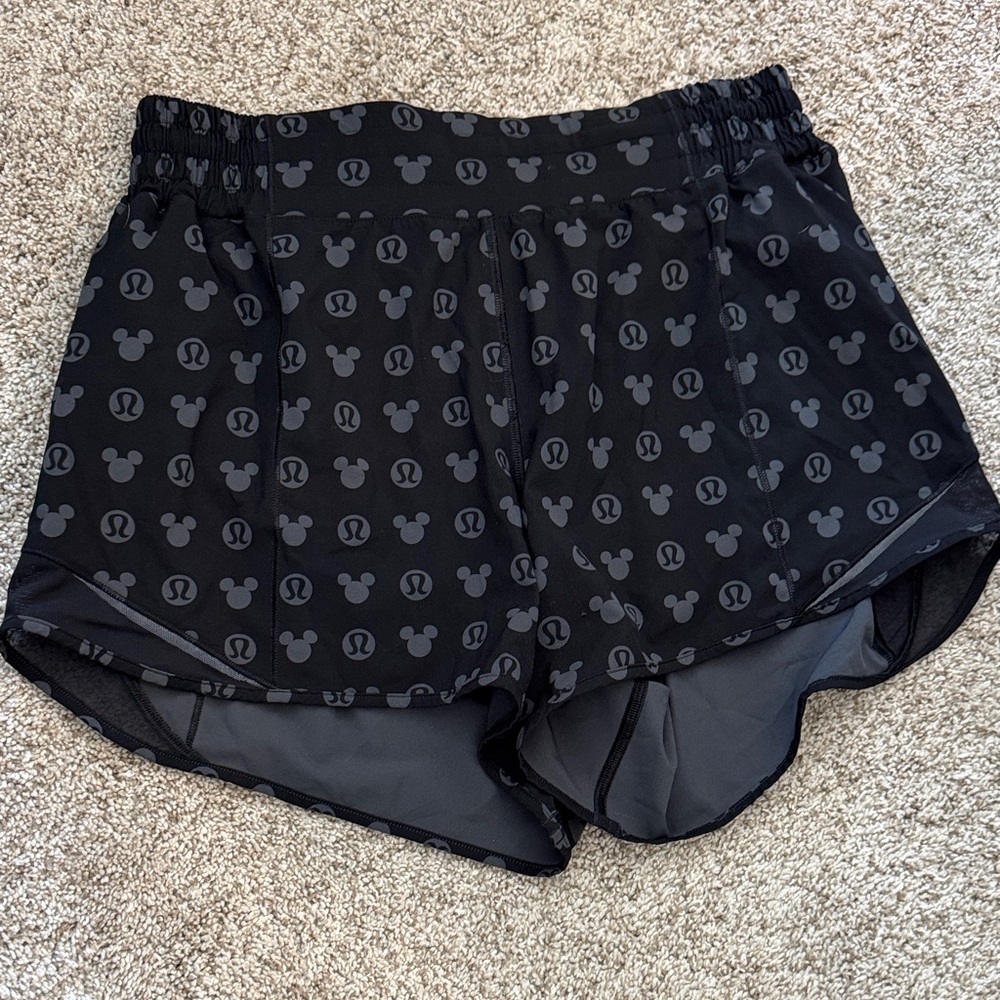 lululemon athletica Black Mickey Pattern Running Shorts